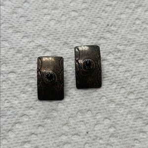 Rectangular Black Stud Earrings